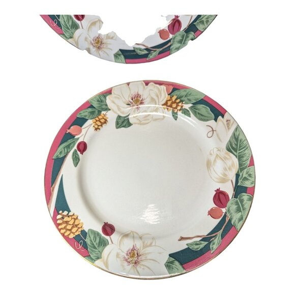 Vintage 1998 Tienshan Fine China Magnolia Dinner Plates 10.5 inches Set Of 2 - Picture 2 of 5